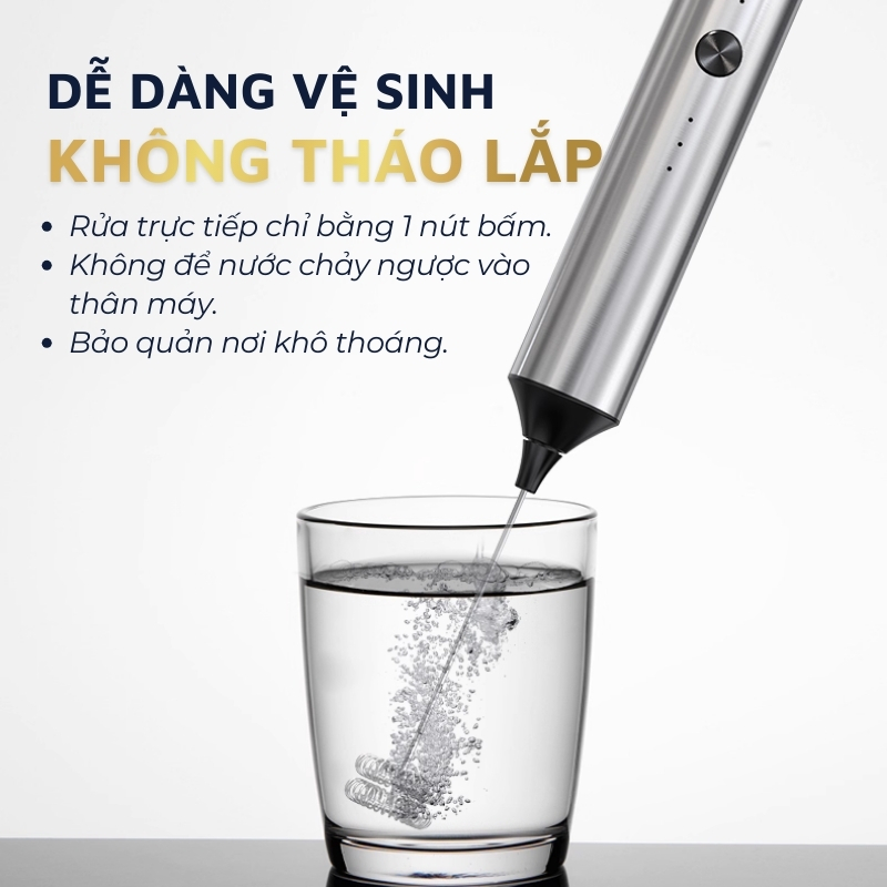 Máy đánh bọt cafe cầm tay DandiHome có giá treo, sạc điện, 10w, hàng chính hãng bảo hành 12 tháng