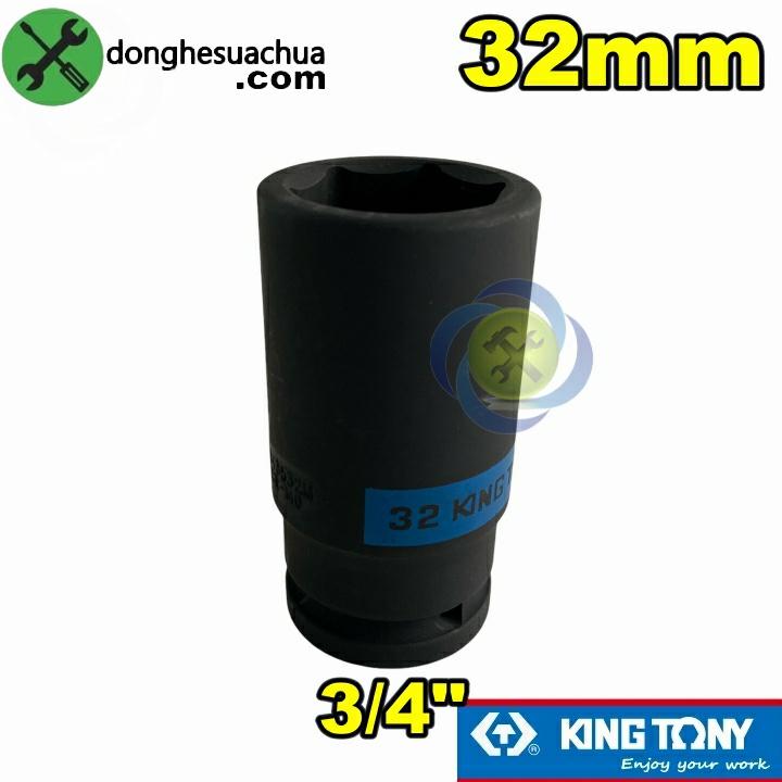 Tuýp 32mm 3/4 Kingtony 643532M loại dài 6 cạnh màu đen