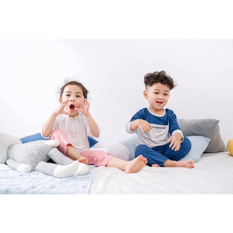 Bộ quần áo dài tay pyjama xanh ghi 2-5 tuổi