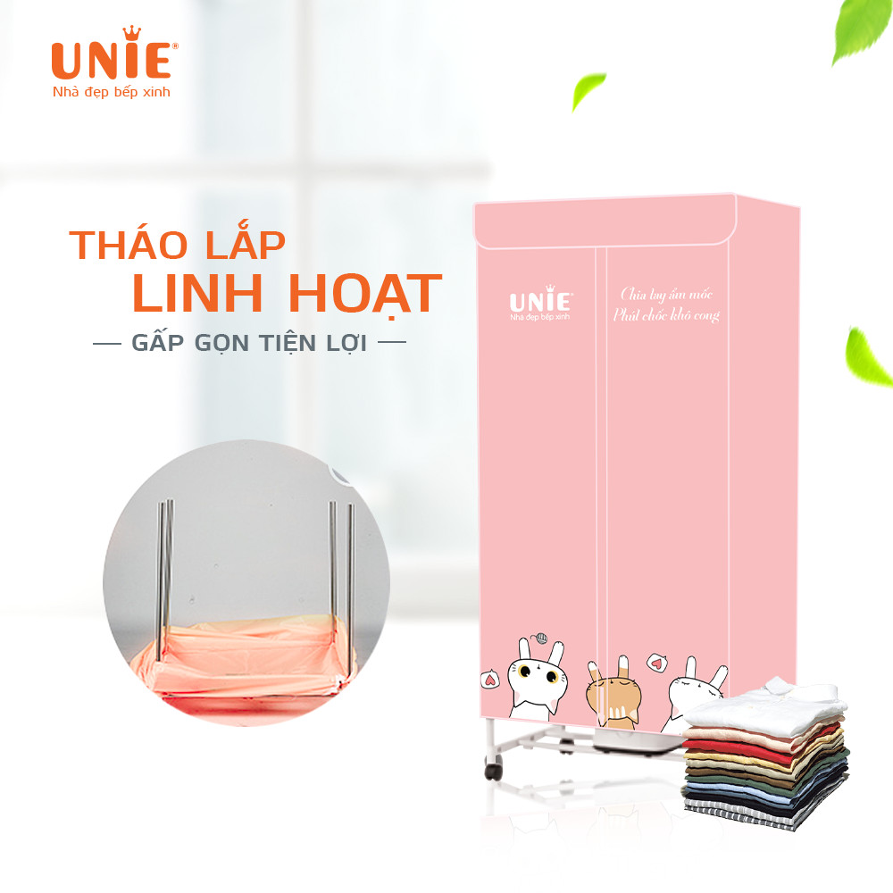 Tủ sấy quần áo 2 tầng Unie 666 ông suất 1500W đa chức năng bảo hành 1 năm