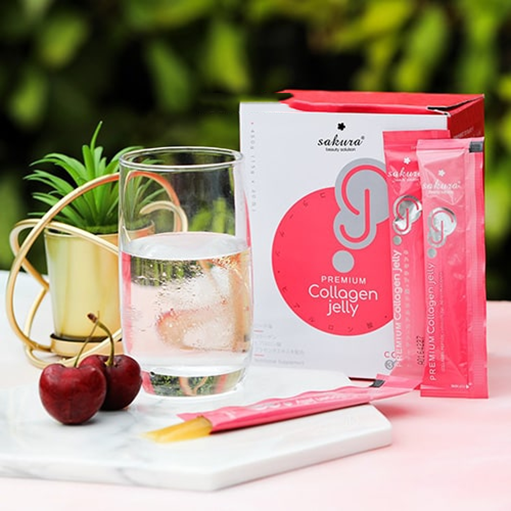 Thạch collagen chống lão hóa, dưỡng sáng da Sakura Premium Collagen Jelly (hộp 30 gói)