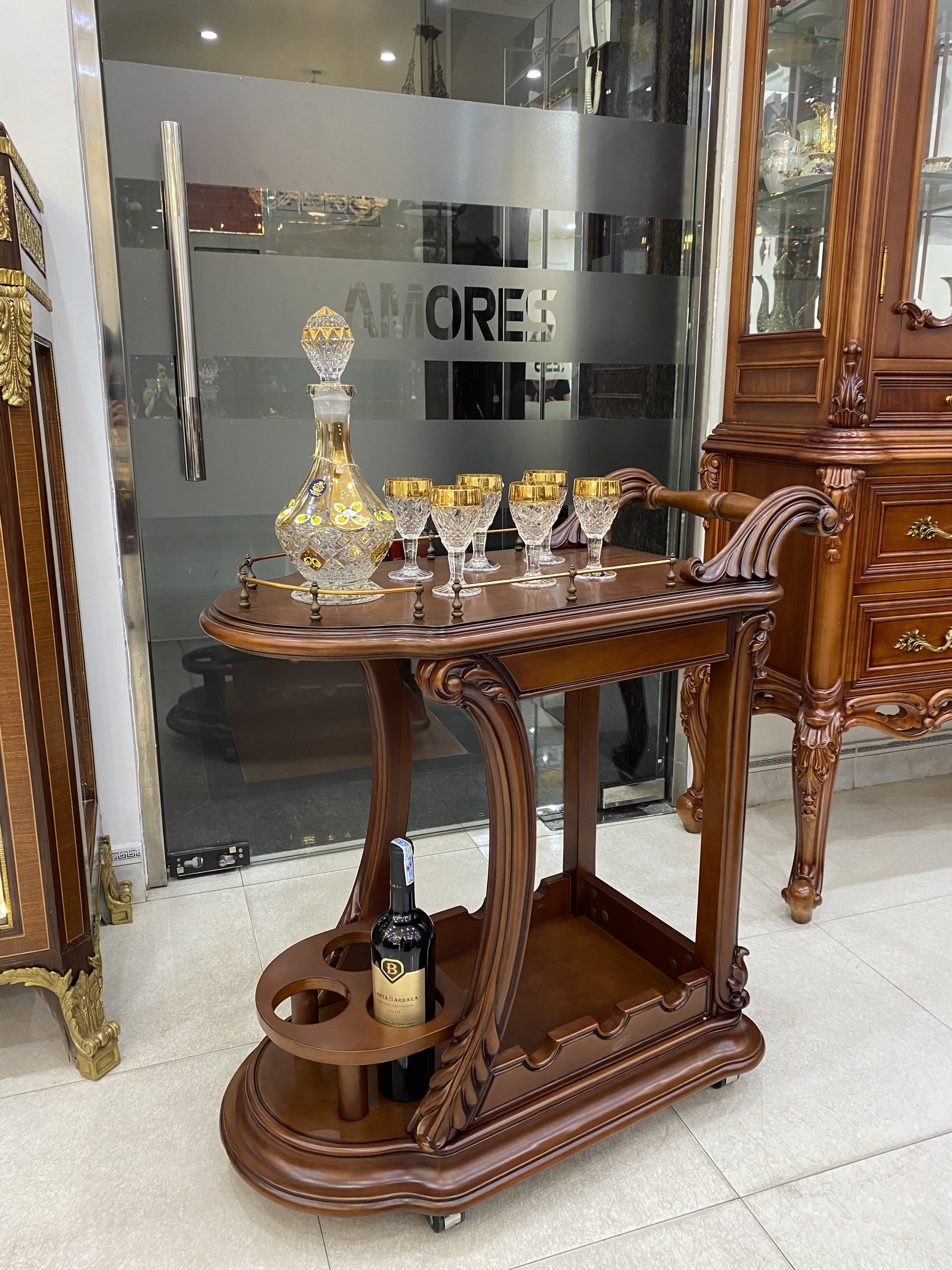 Xe đẩy đồ ăn,rươu vang Châu Âu phong cách tân cổ điển XD-CH103