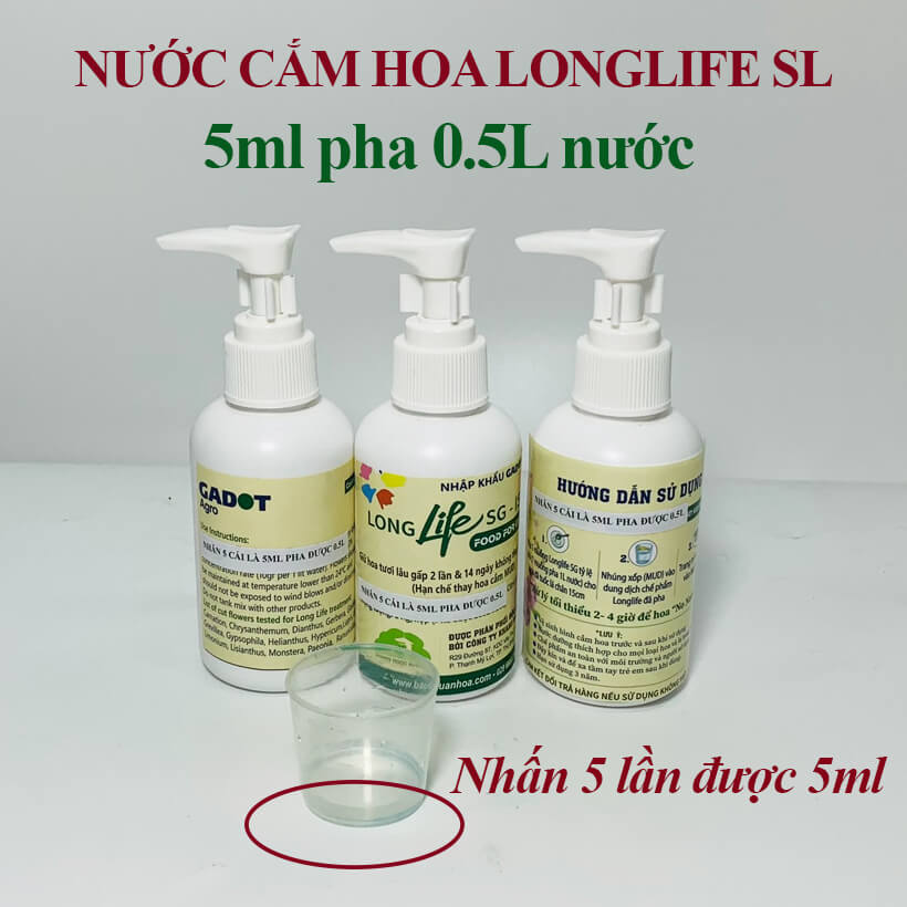 Dưỡng hoa tươi Chai 100ml Long life Israel - dưỡng chất giúp hoa cắt cành tươi lâu hơn