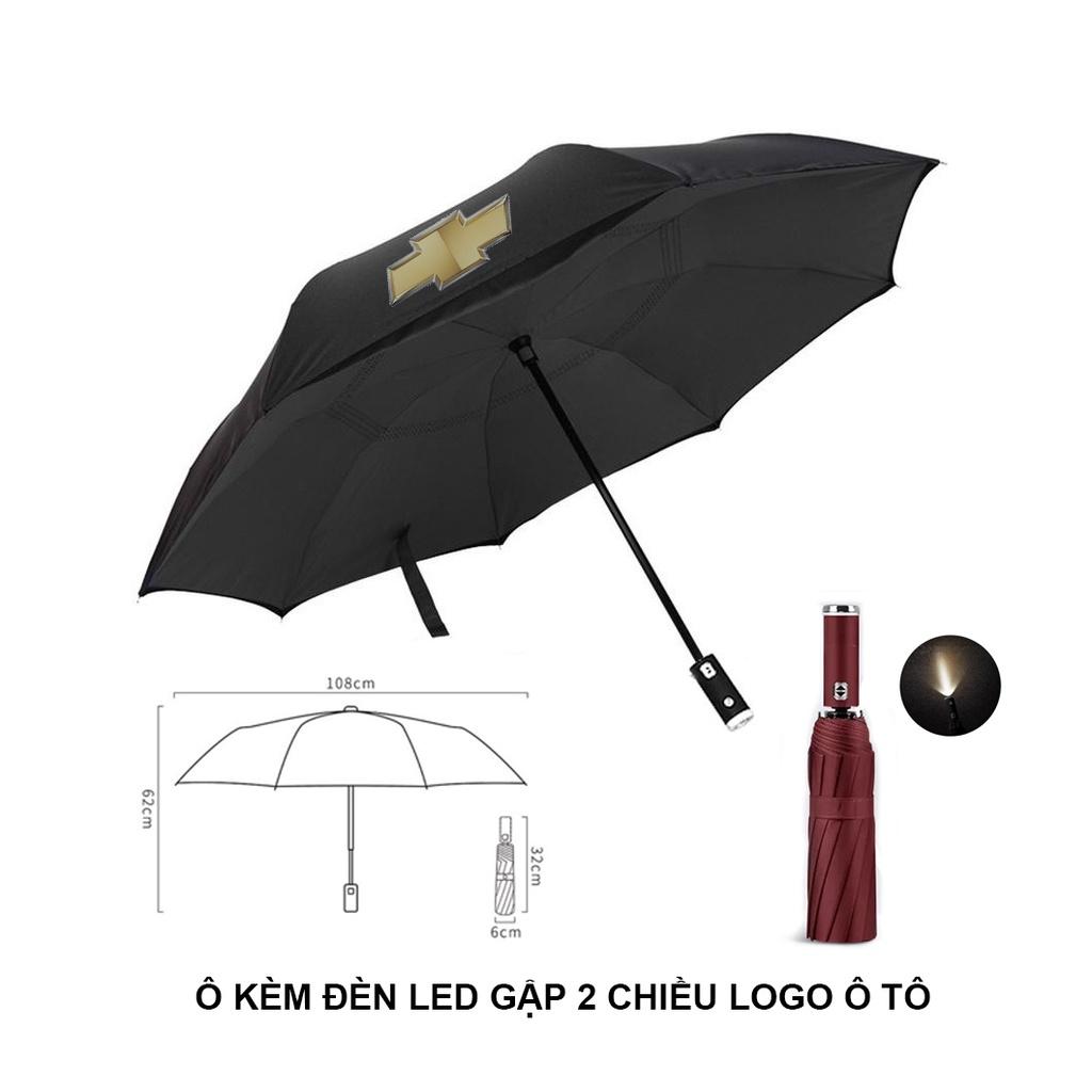 Ô dù thời trang tự động 2 chiều một nút bấm chống tia UV có đèn LED xoay 10 nan logo xe hơi cao cấp - Honda