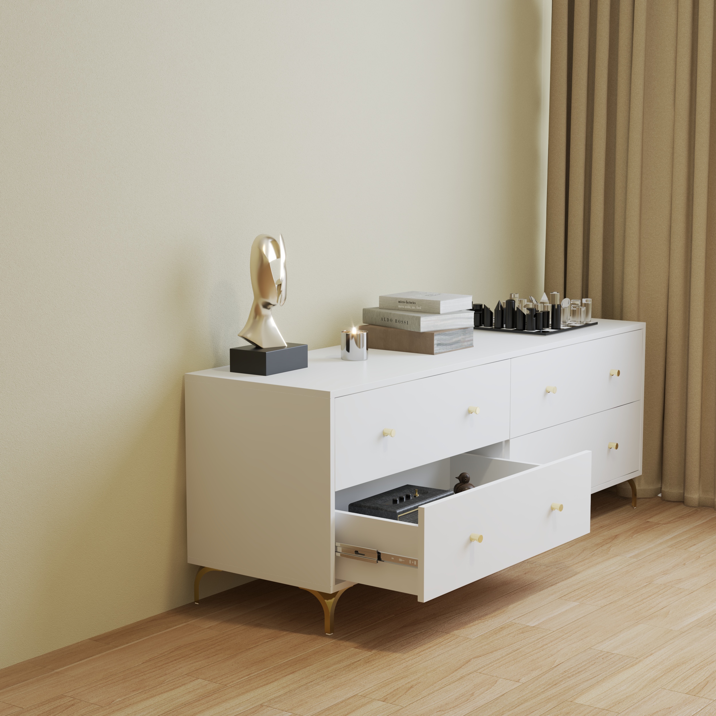 HAPPY FURNITURE , Tủ lưu trữ 6 ngăn kéo - HAPPI, THK_272 , 160cm x 45cm x 60cm DxRxC