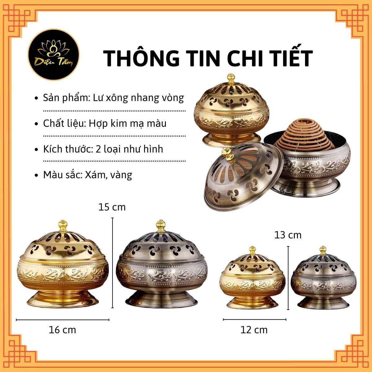 Lư xông trầm hương nhang trầm vòng đồ thờ cúng Diệu Tâm