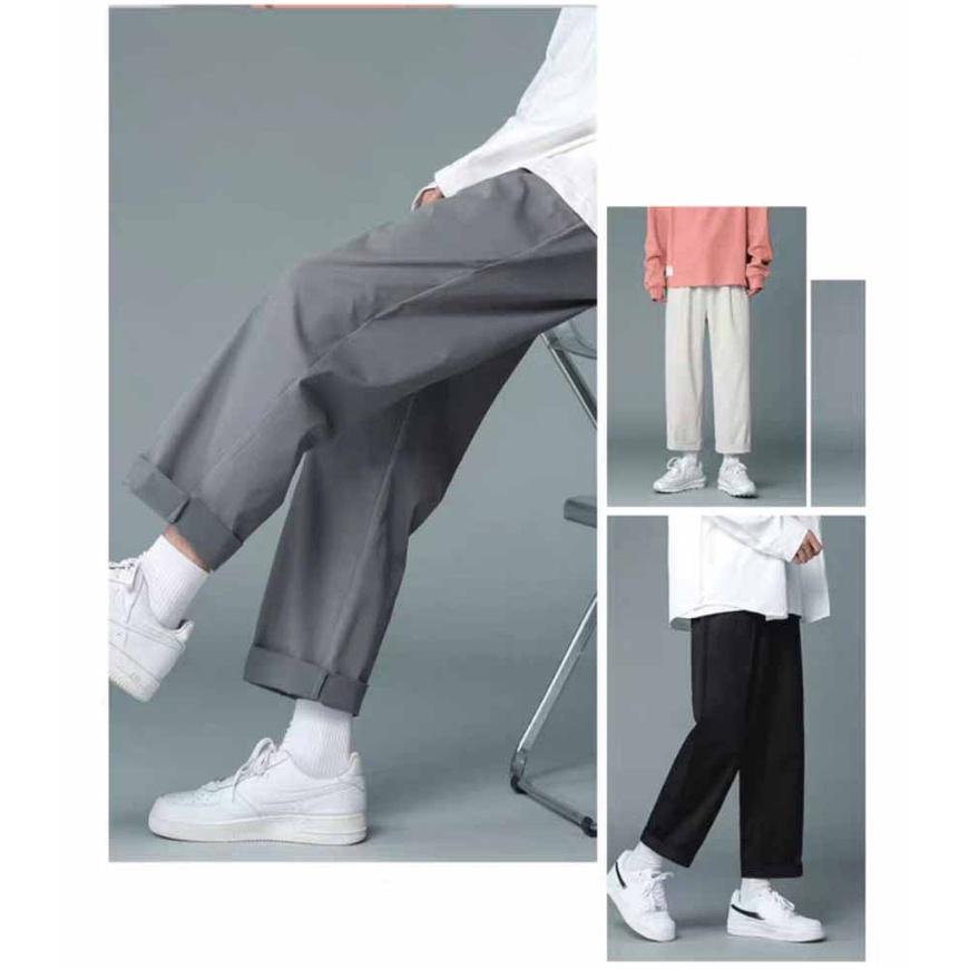 Quần Jogger Baggy Dáng Suông Dài - Chất Vải Kaki Kiểu Thể Thao UNISEX ba Màu Đen,xám,trắng. 01x