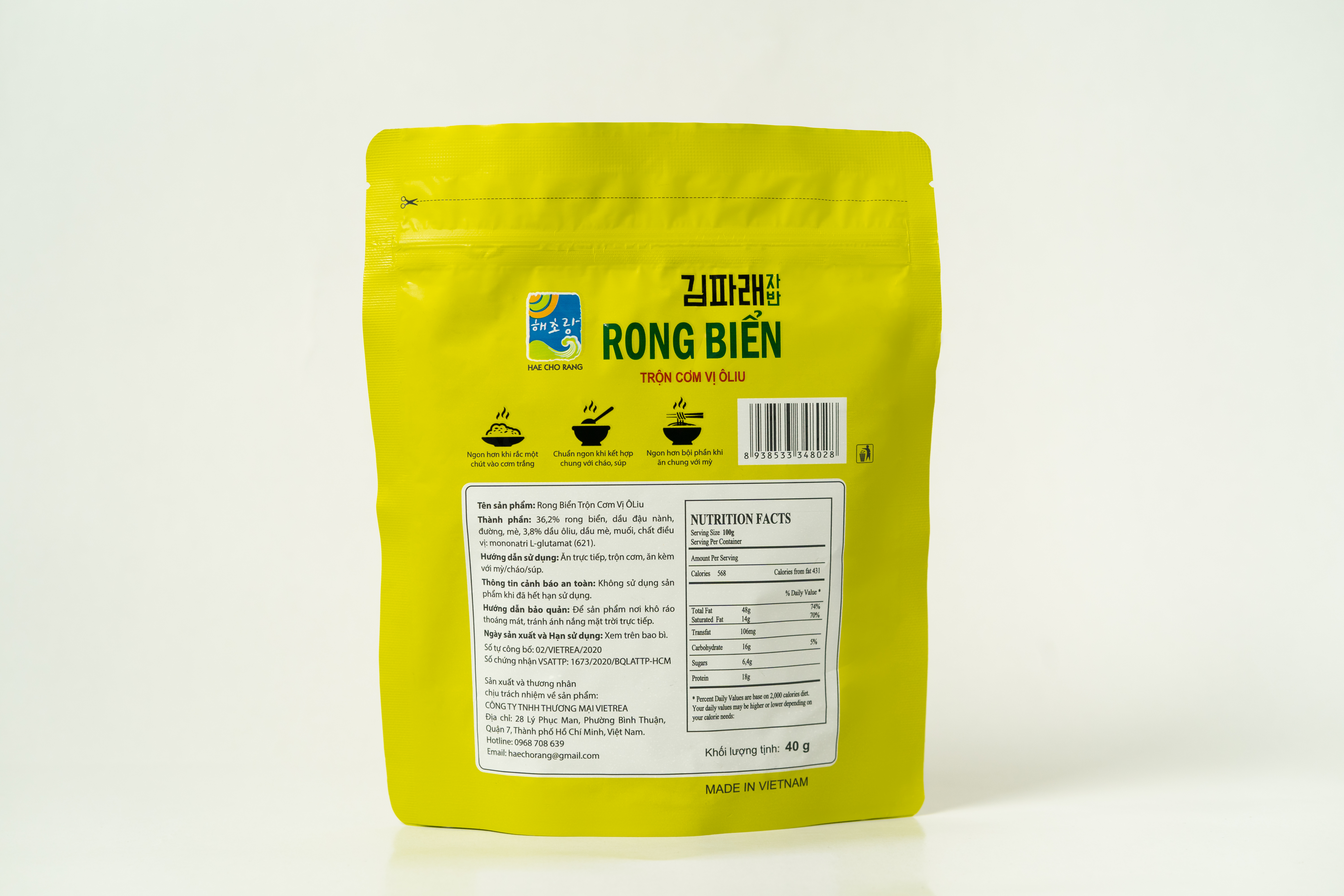 Rong biển trộn cơm vị ôliu Haechorang 40gr (rong biển vụn rắc cơm)