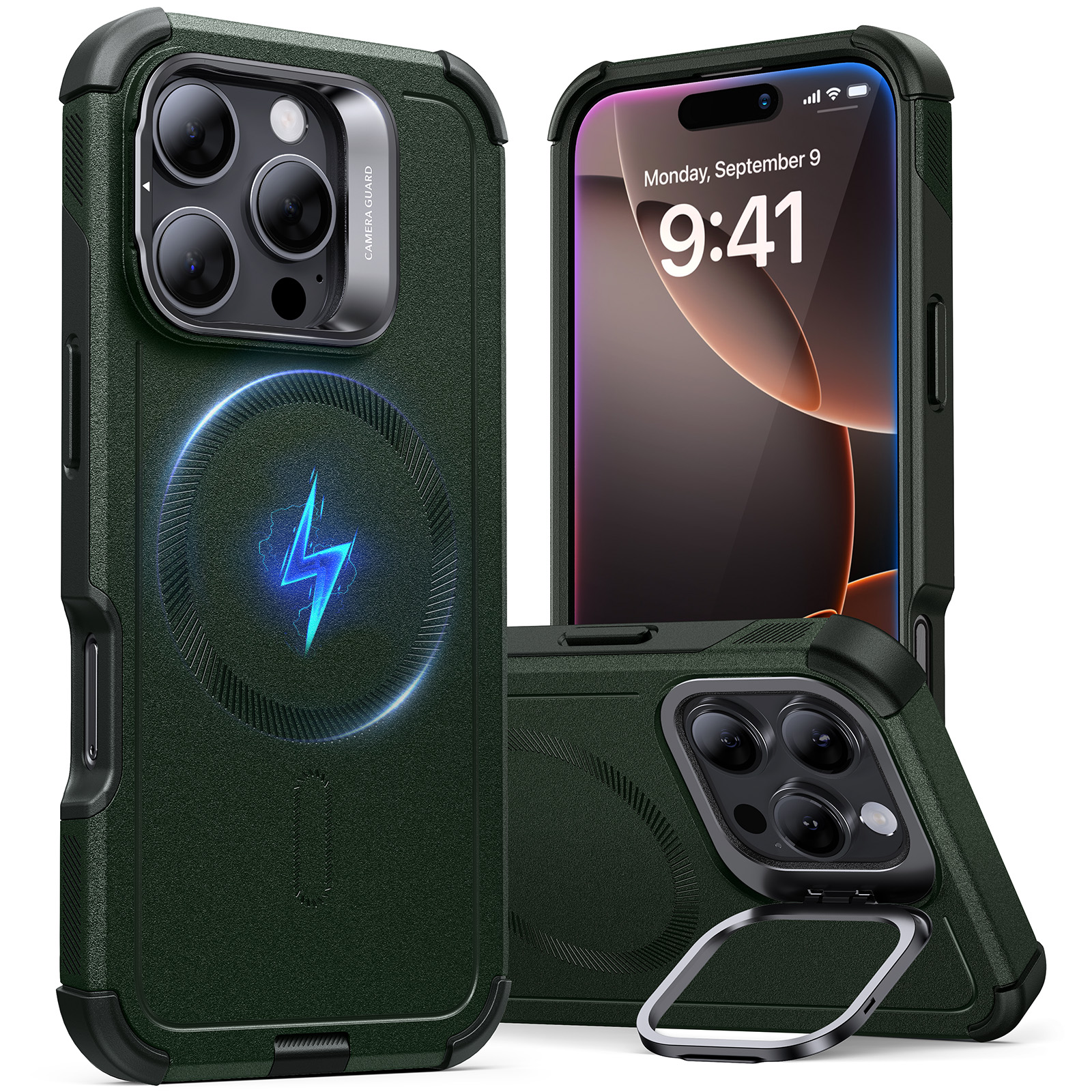 Ốp lưng điện thoại mỏng nhẹ ESR Cyber Armor Case kèm giá đỡ HaloLock cho iPh 16 - Hàng chính hãng