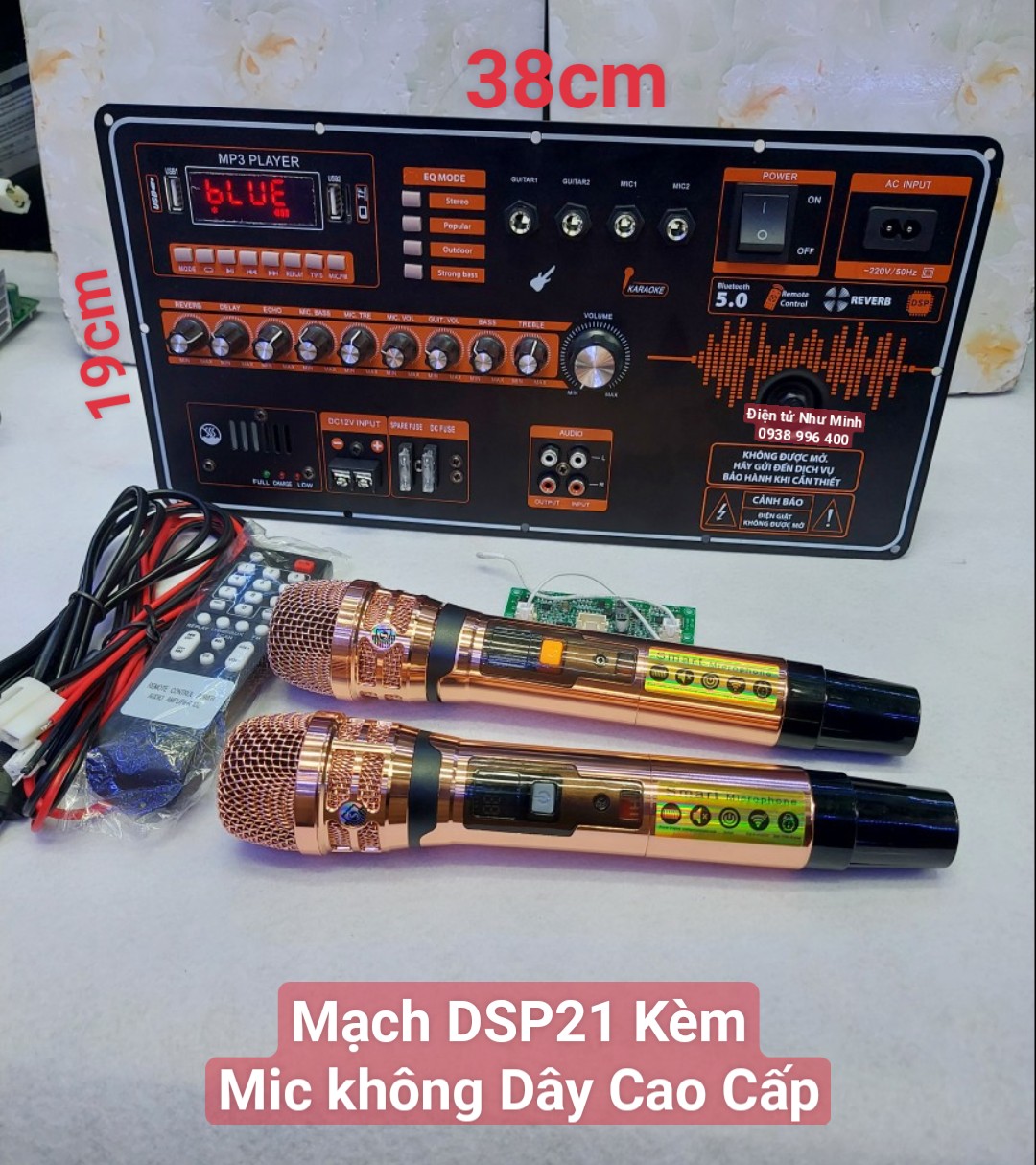 Mạch Công Suất Loa Kéo DSP21 KÈM MIC KHÔNG DÂY ugx20 Gold