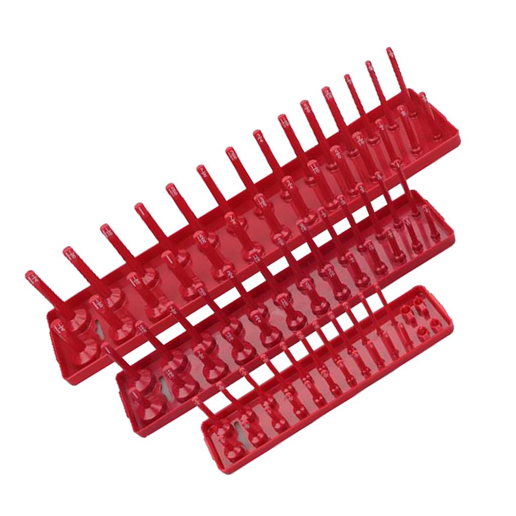 3Pcs Drive Socket Organizer Tray Premium Quality Tool Organizer Plastic Rail Rack Tray Storage Peg