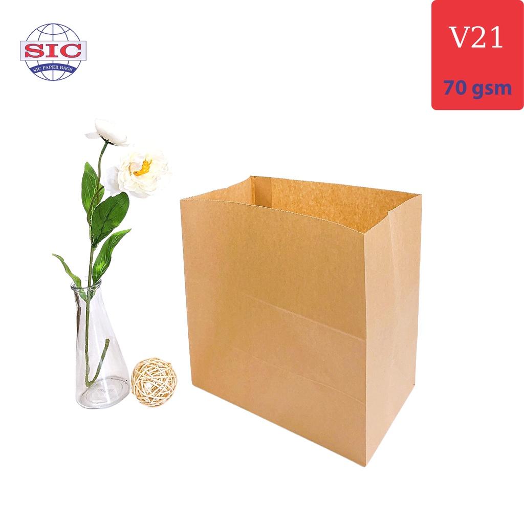 100 CHIẾC TÚI GIẤY KRAFT: V21: 28x17x29cm KHÔNG QUAI ĐỰNG ĐỒ ĂN, BÁNH, TRANG SỨC, CHÈ, CAFE