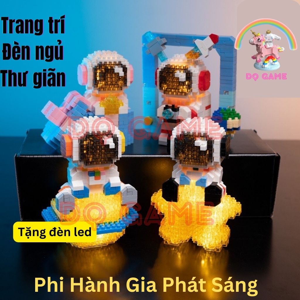 Bộ mô hình đồ chơi lắp ráp 3D xếp hình phát sáng mini Phi Hành Gia Dễ Thương cho bé
