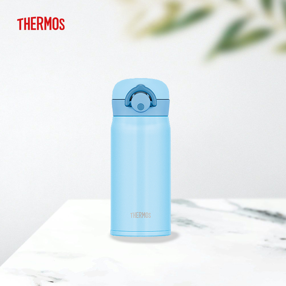 Bình giữ nhiệt Nhật Bản inox Thermos nút bấm 350ml JNR 350 - Hàng chính hãng - Light Blue