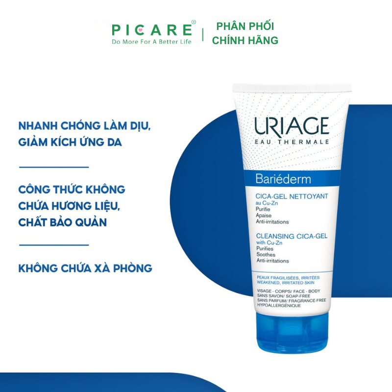 Gel Làm Sạch Dành Cho Da Kích Ứng Uriage Bariederm Cica Gel Nettoyant 200ml