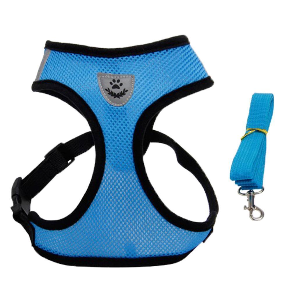 Pet Harness Chest Back Vest Dog Adjustable Harness Reflective 3 Blue S