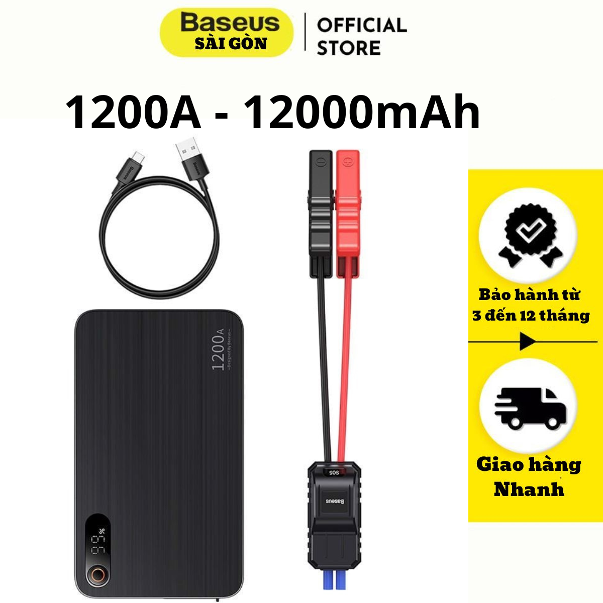 Bộ Kích Bình Cho Ô TÔ Baseus Super Energy Pro+ Car Jump Starter 1200A 12000mAh 12V For 2.5L-8.0L Auto Car C00245700111-00- Hàng chính hãng