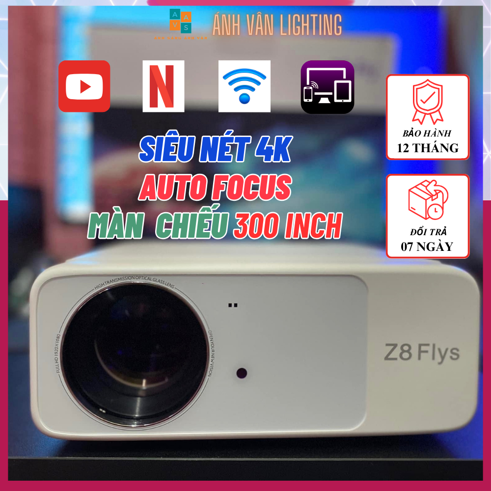 Máy Chiếu Z8 Fly - Full HD 1080P - Wifi |Tặng USB 64Gb Cảnh | Dùng Xem Phim, Đi Cảnh Bay Phòng, Youtube, Netflix