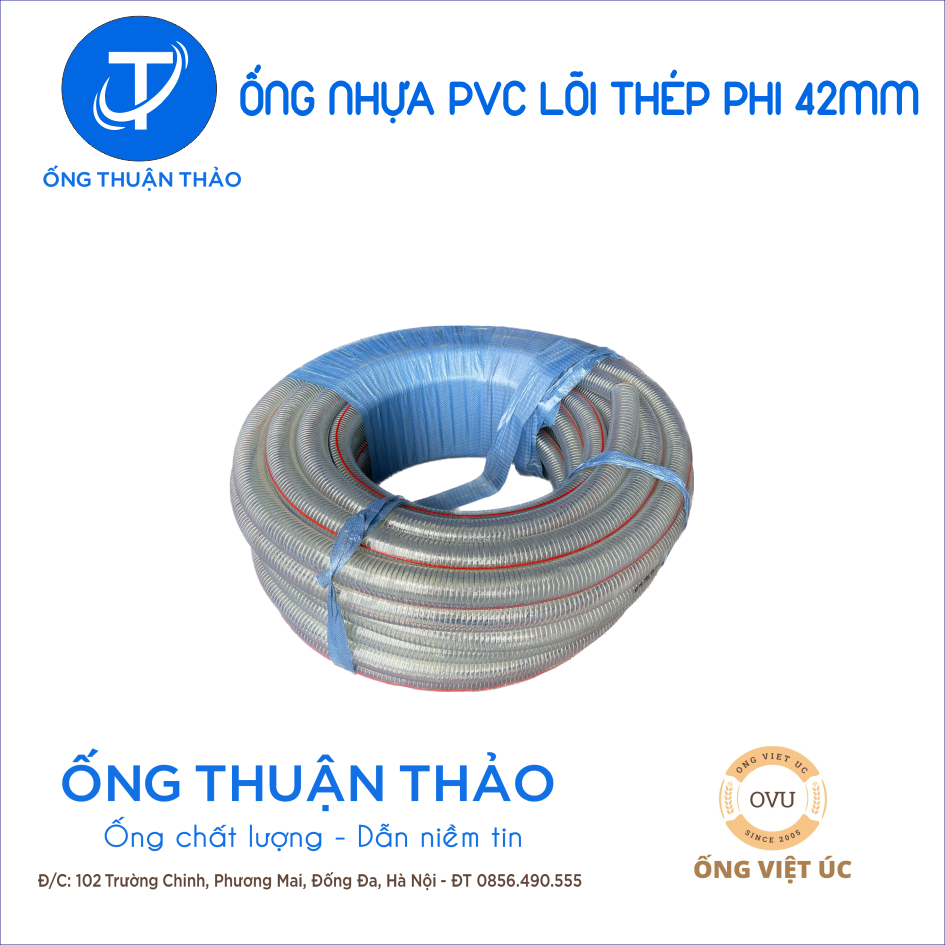 Ống Nhựa PVC Lõi Thép Phi 42mm CUỘN 50 MÉT- Hàng Nhập Khẩu