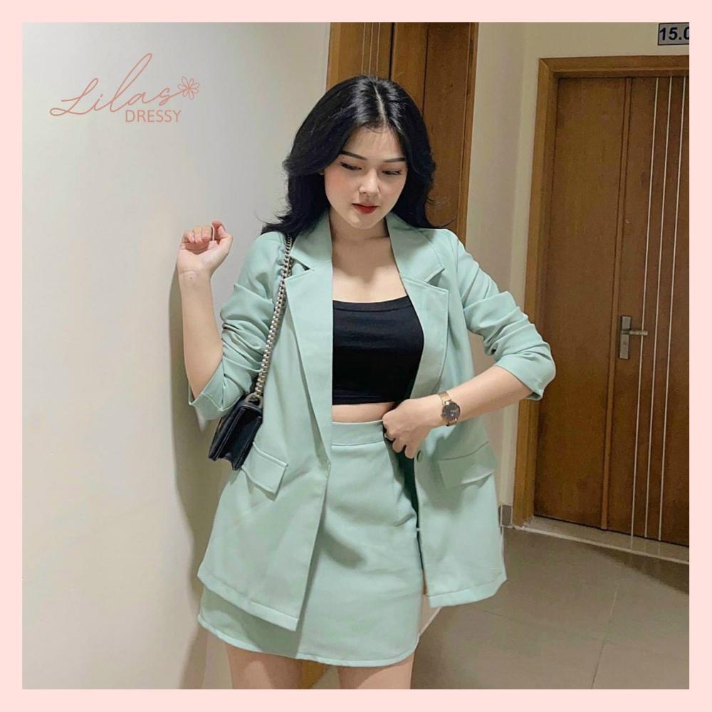 Set Vest 3 Món Chân Áo Khoác Chân Váy Chữ A