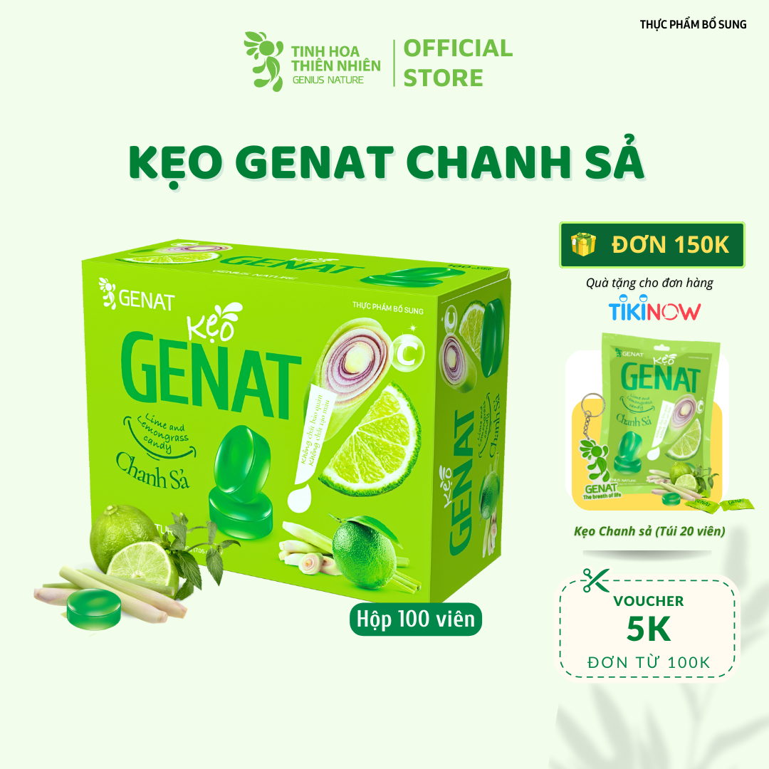 Kẹo ngậm Genat Chanh Sả (Hộp 100 viên) - Giao 2H HCM