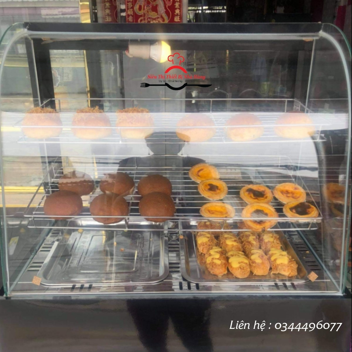 Tủ trưng bày và giữ nóng gà rán KFC, khoai tây đa năng - Loại 3 tầng 2 khay