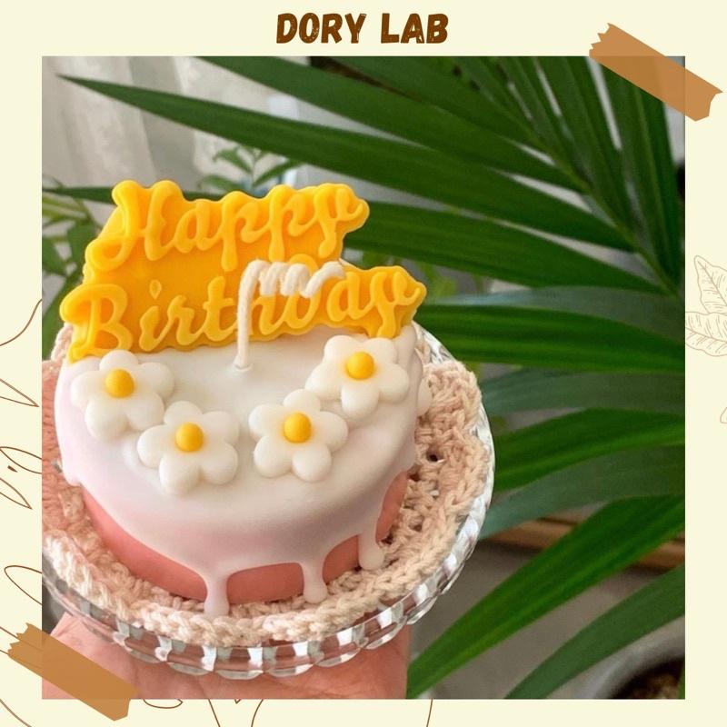 Nến Thơm Handmade Bánh Kem Hoa 5 Cánh Kèm Chữ HBPD - Dory Lab