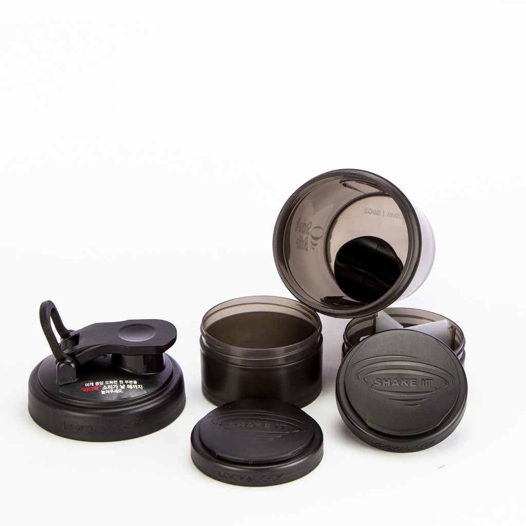 Bình Lắc Shake It Lock&amp;Lock HAP945 (600ml) - Hàng chính hãng, chất liệu nhưa PP, gioăng nắp silicone, sử dụng đựng thực phẩm bổ sung tập gym, sữa bột , bánh lắc giúp trộn đều - Tặng kèm ống hút và cọ rửa
