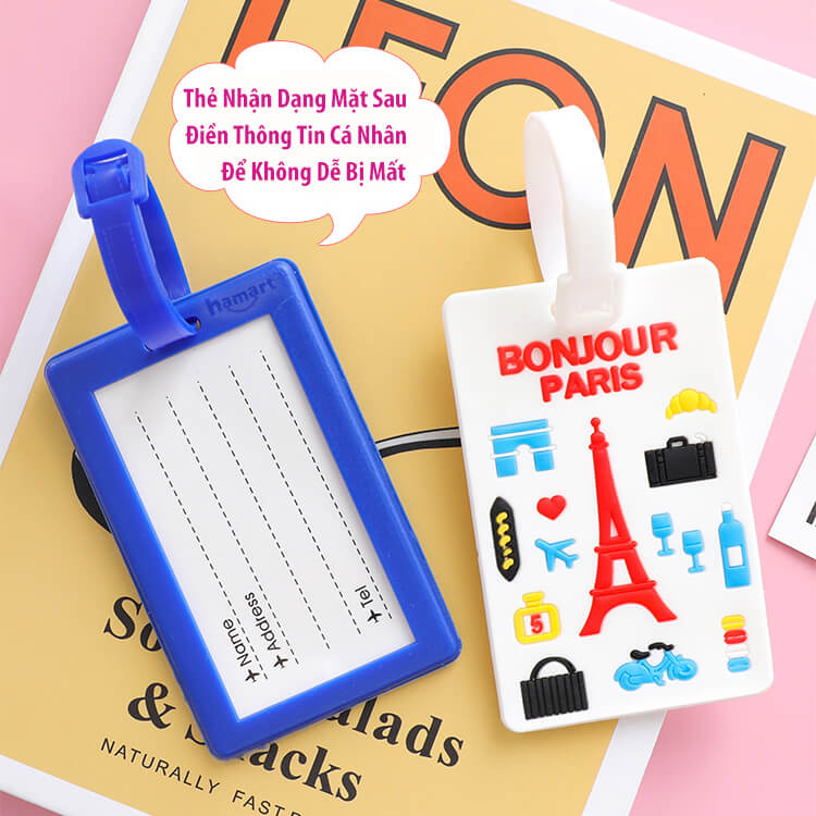Thẻ Hành Lý Name Tag Vali Du Lịch Móc Treo Cặp Sách Balo Cho Bé Đánh Dấu Ghi Tên Dễ Thương
