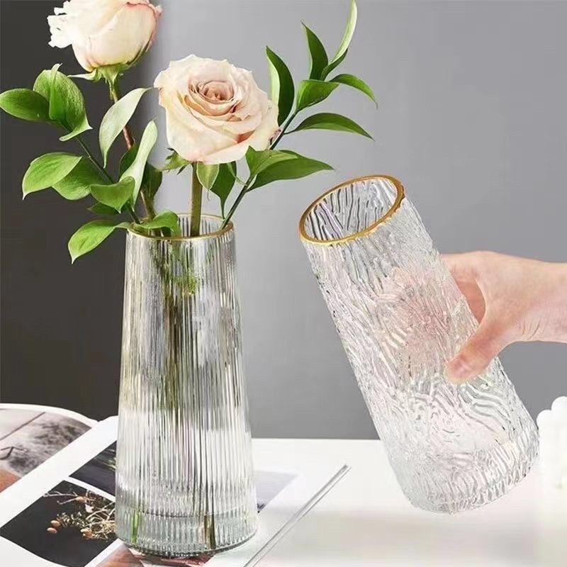 COMBO 2 BÌNH HOA THỦY TINH VIỀN VÀNG CAO CẤP