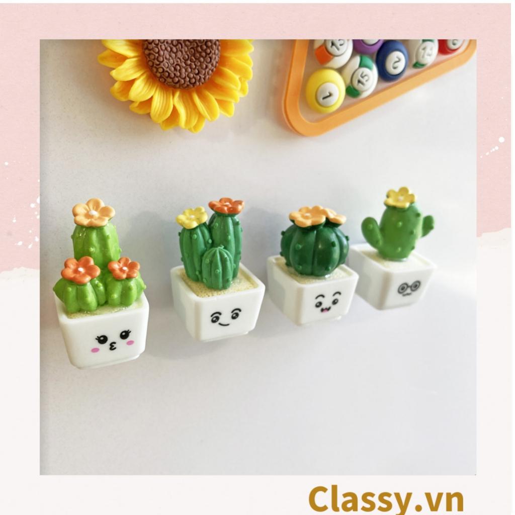 Bộ 04 cây Chậu cây xương rồng mini bằng sứ, trang trí bàn làm việc, bàn học, decor phòng PK1489