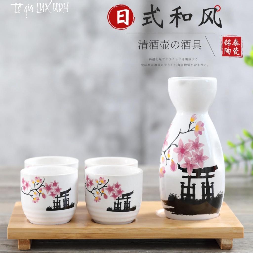 Bộ bình rượu gốm sứ Sakura phong cách Nhật Bản Cổ Điển, Bộ bình rượu Sake cao cấp