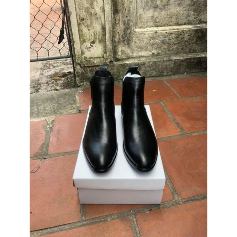 Giầy hàng chất lượng cao Giày Chelsea Boot Nam Da Bò thật dập vân, kiểu dáng đẹp thời trang, tăng chiều cao