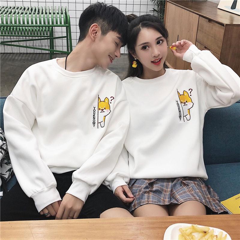 Áo nỉ thu đông cặp đôi mùa thu và mùa đông phiên bản Hàn Quốc inh hình hoạt hình dễ thương