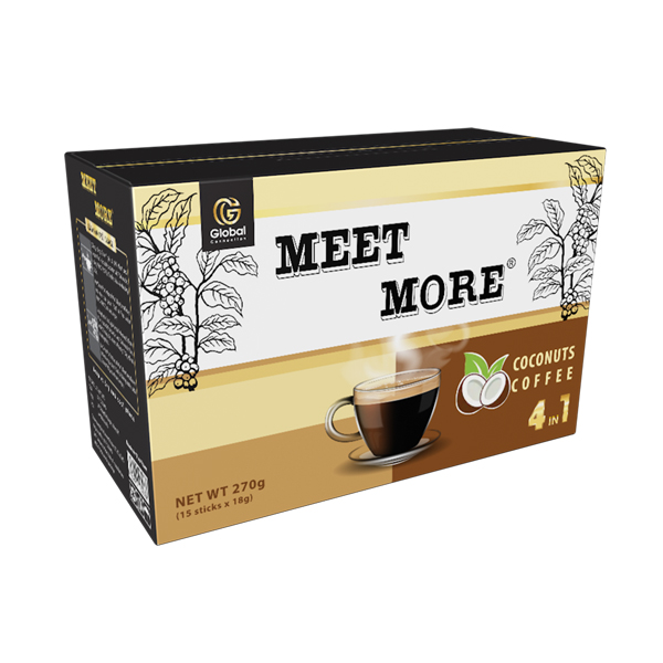 Cà Phê Dừa Hòa Tan 4in1 Meet More - Hộp 15 Gói