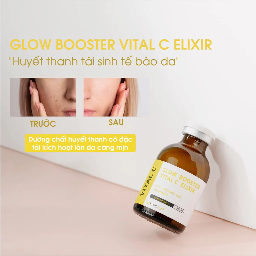 Huyết Thanh Tái Sinh Tế Bào Da Kyung Lab Glow Booster Vital C Elixir - giúp kháng viêm, bảo vệ da, thu nhỏ lỗ chân lông, ngăn ngừa mụn, sạm nám da