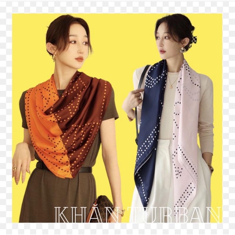 Khăn bandana lụa vuông choàng cổ thanh lịch che nắng size 108x108cm