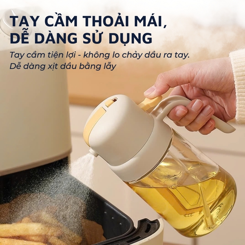 Chai đựng kiêm xịt dầu ăn 2 trong 1 đa năng DandiHome - Bảo hành 6 tháng