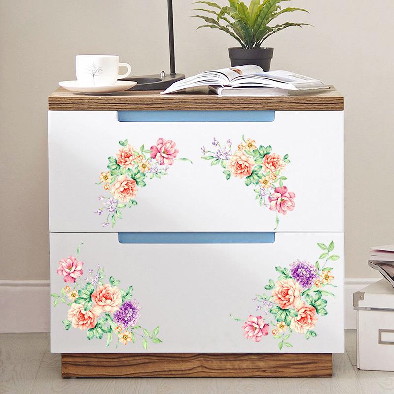 Sticker Dán Tường Trang Trí Hình Hoa Mẫu Đơn Chất Liệu Pvc Tháo Gỡ Được