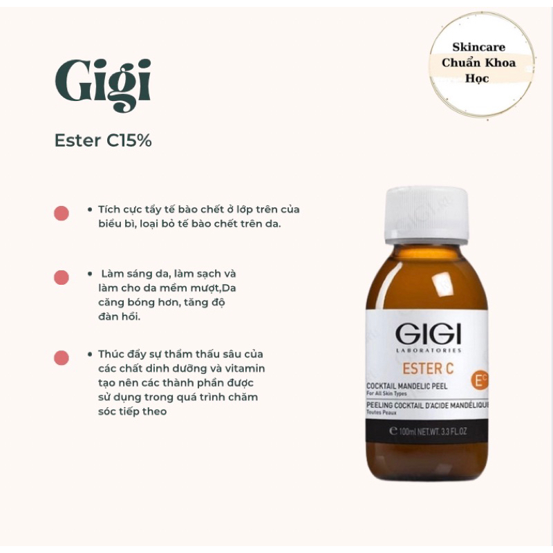 Peel làm căng bóng và sáng da ngay lập tức Gigi Ester C 13% Mandelic &amp; 2% Salicylic Peel 100ml