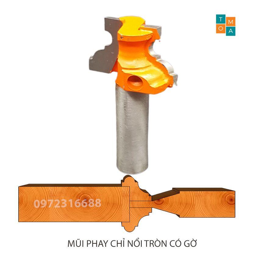 MŨI SOI GỖ - MŨI PHAY GỖ ĐÁNH CHỈ NỔI TRÒN CÓ GỜ 22MM CỐT 12.7MM - HÀNG VIỆT NAM CHẤT LƯỢNG CAO