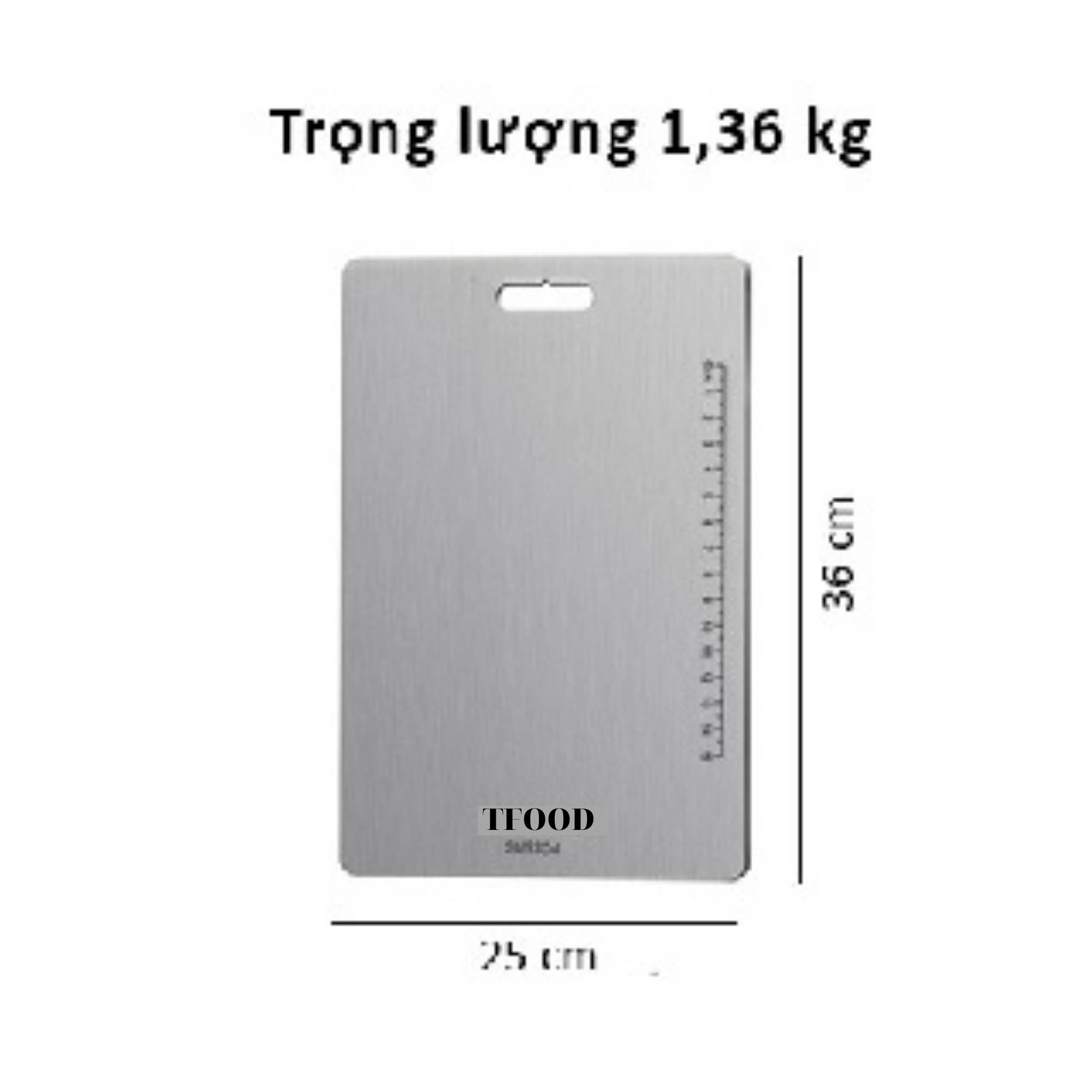 THỚT INOX 304 CỠ LỚN (25x36) - KHÁNG KHUẨN - AN TOÀN CHO SỨC KHỎE - Chống Ẩm Mốc - Không Xước Dăm - Không Mùn Gỗ