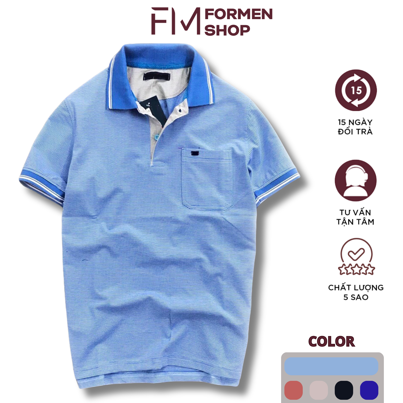 Áo Polo nam cổ bẻ ngắn tay, chất liệu cao cấp, thoáng mát, bền màu, thiết kế trẻ trung – FORMEN SHOP – FMPS086