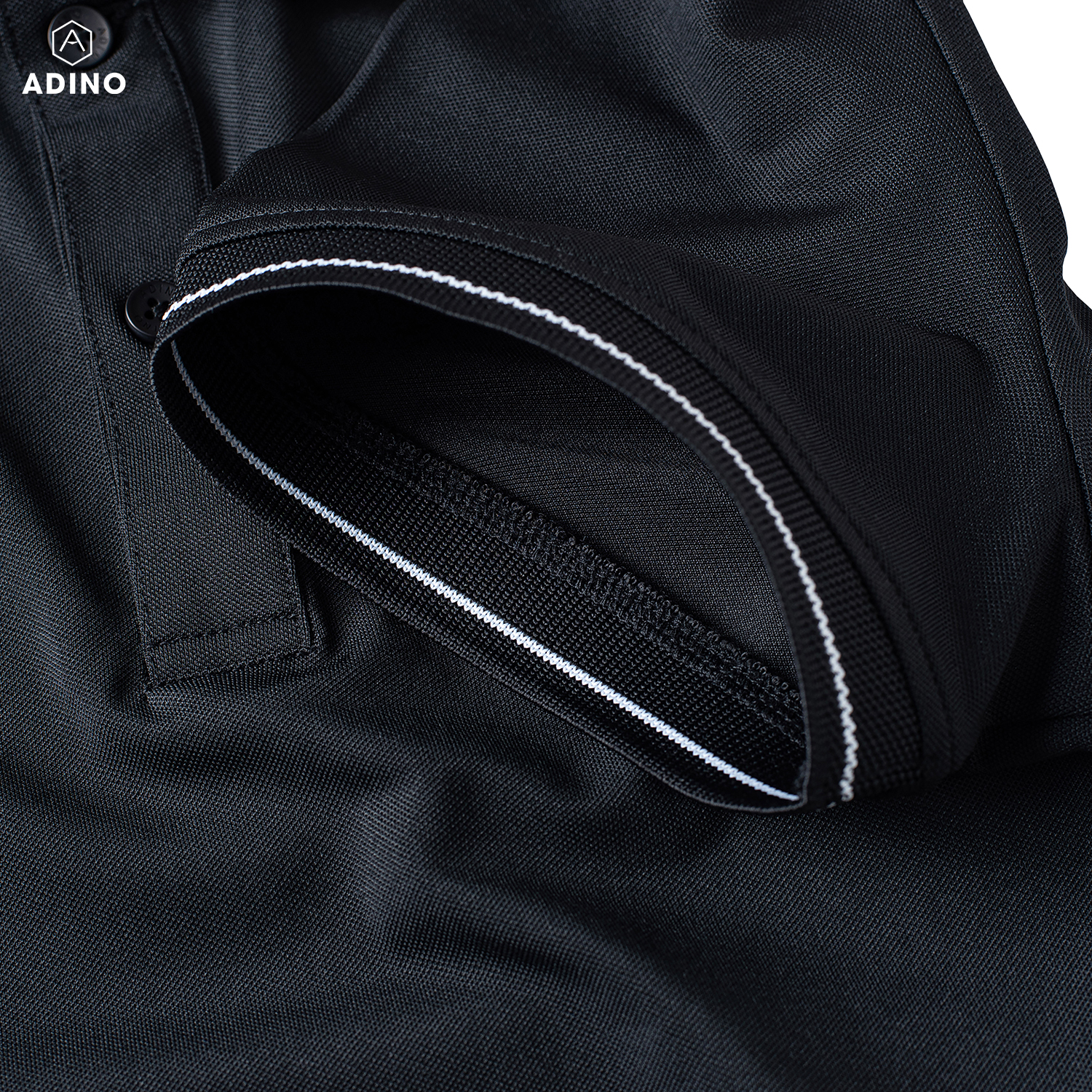 Áo thun có cổ nữ màu đen phối viền ADINO vải polyester cotton không bai xù dáng công sở slimfit hơi ôm trẻ trung APN04