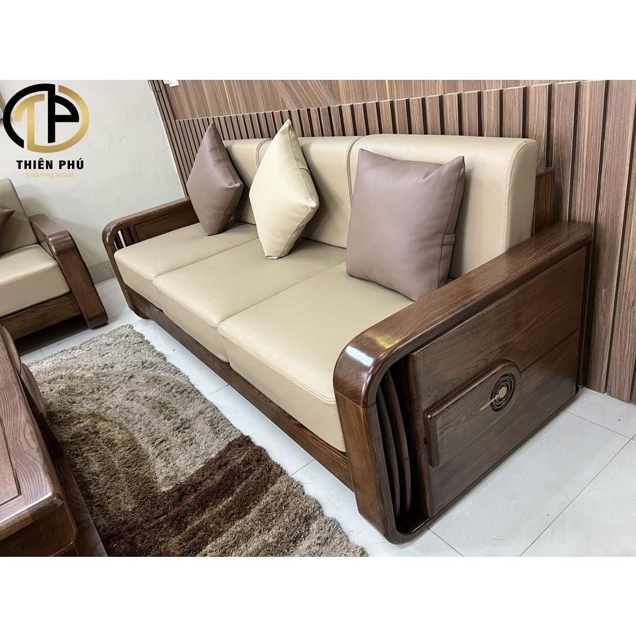 Bộ bàn ghế phòng khách sofa gỗ Sồi Nga 123 chỗ ngồi mã TP522