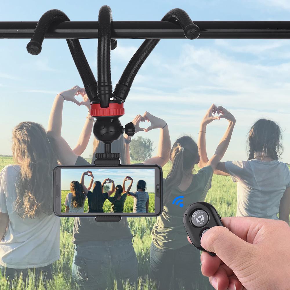Chân máy bạch tuộc linh hoạt với giá đỡ điện thoại đầu bóng 360 ° Bộ điều khiển từ xa cho GoPro Heor 6/5/4/3 + / 3 Yi Action