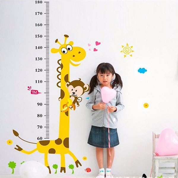 Decal Dán Tường Họa Tiết Thước Đo Hươu Cao Cổ 2TD04