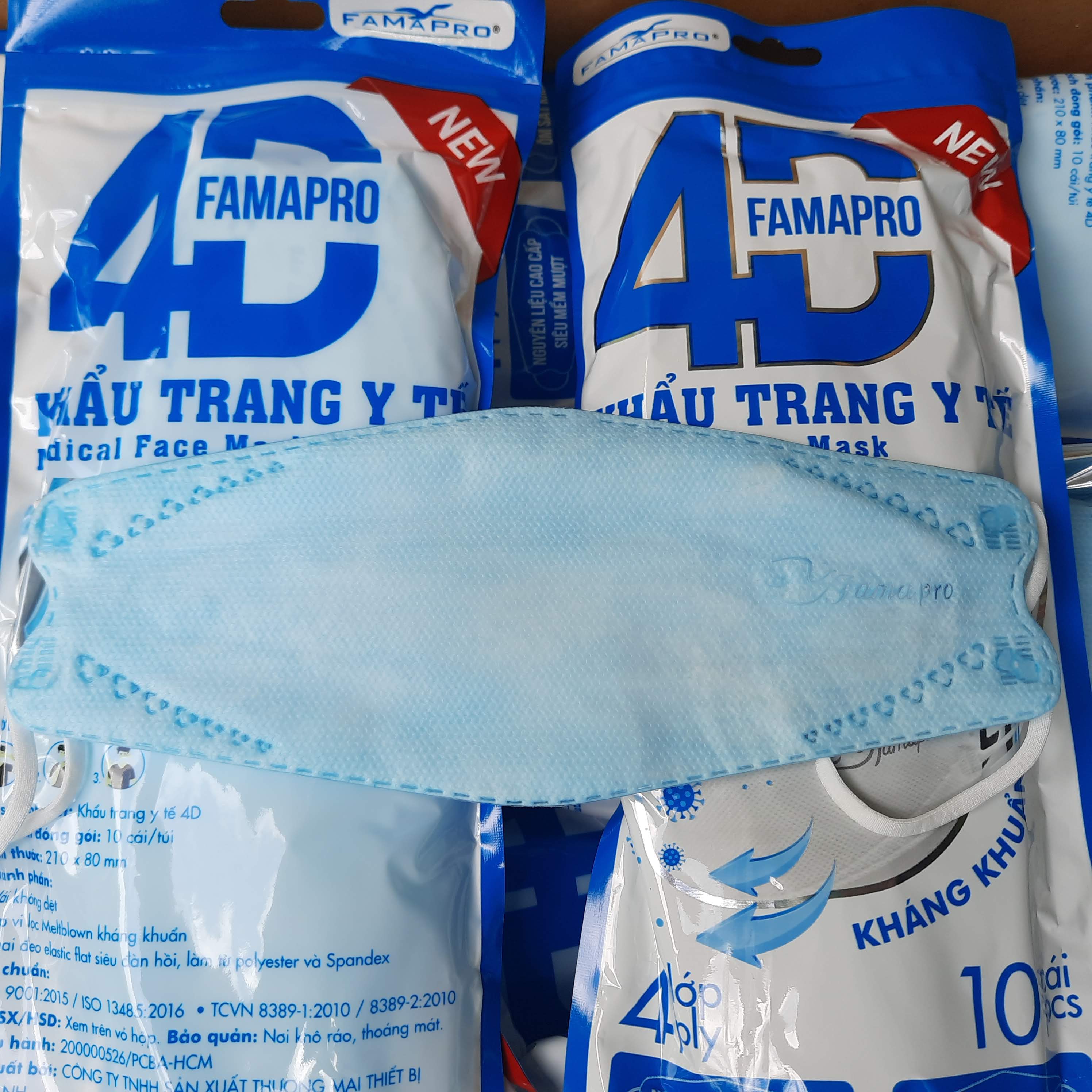 Khẩu trang y tế 4D NAM ANH FAMAPRO 4 lớp kháng khuẩn 99% lọc bụi mịn chống tia UV thiết kế nhượng quyền HÀN QUỐC ôm sát khuôn mặt