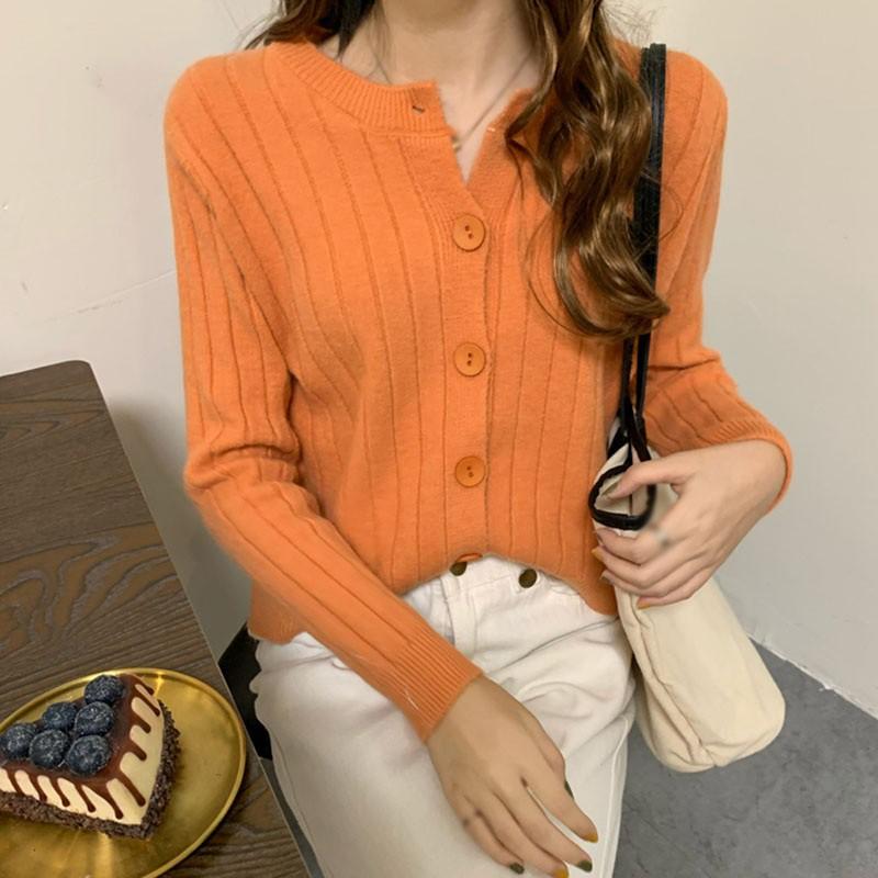 Áo Khoác Cardigan Nữ Dáng Rộng Màu Trơn Phong Cách Retro