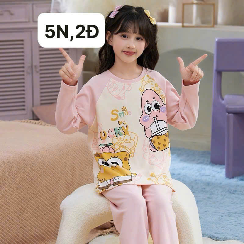 [XẢ HÀNG SIZE ĐẠI] Đồ bộ ngủ dài tay cho bé gái size đại 20-40kg chất cotton 4 chiều chính phẩm